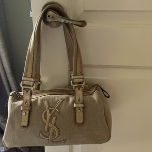 YSL  mid size epi bag great condition authentic linen with gold leather